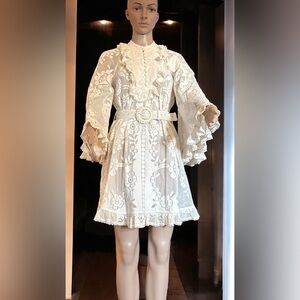 Zimmermann TIGGY LACE MINI TUNIC Dress Ivory size 4 NWT